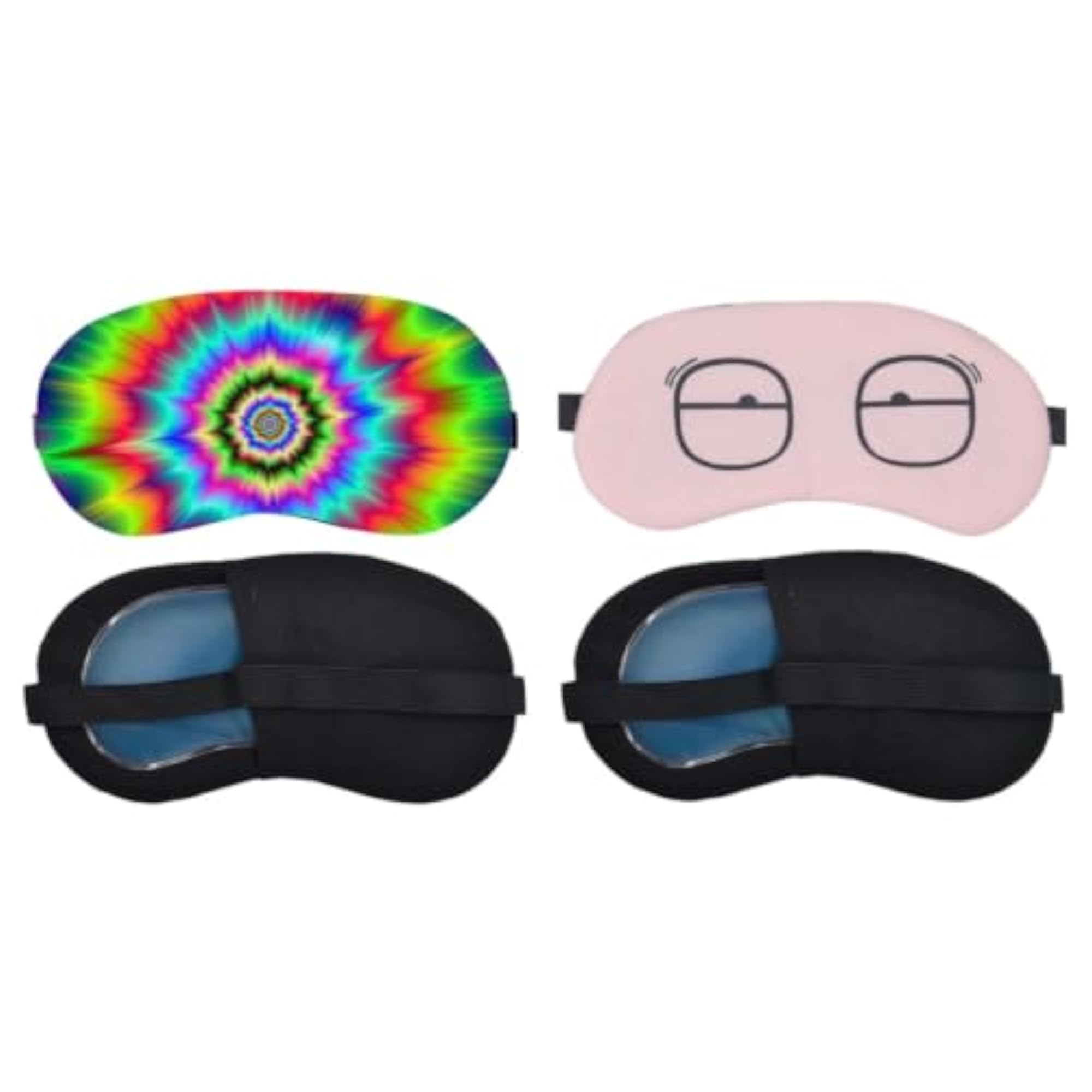 Sleeping Eye Mask Combo Pack of 2, Soft Fabric with Elastic Strap